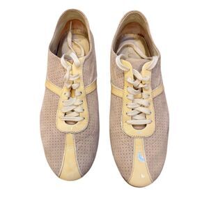 Cole Haan Perforated Leather Sneakers Casual Lace Up Yellow Beige 7B women‎ 2010